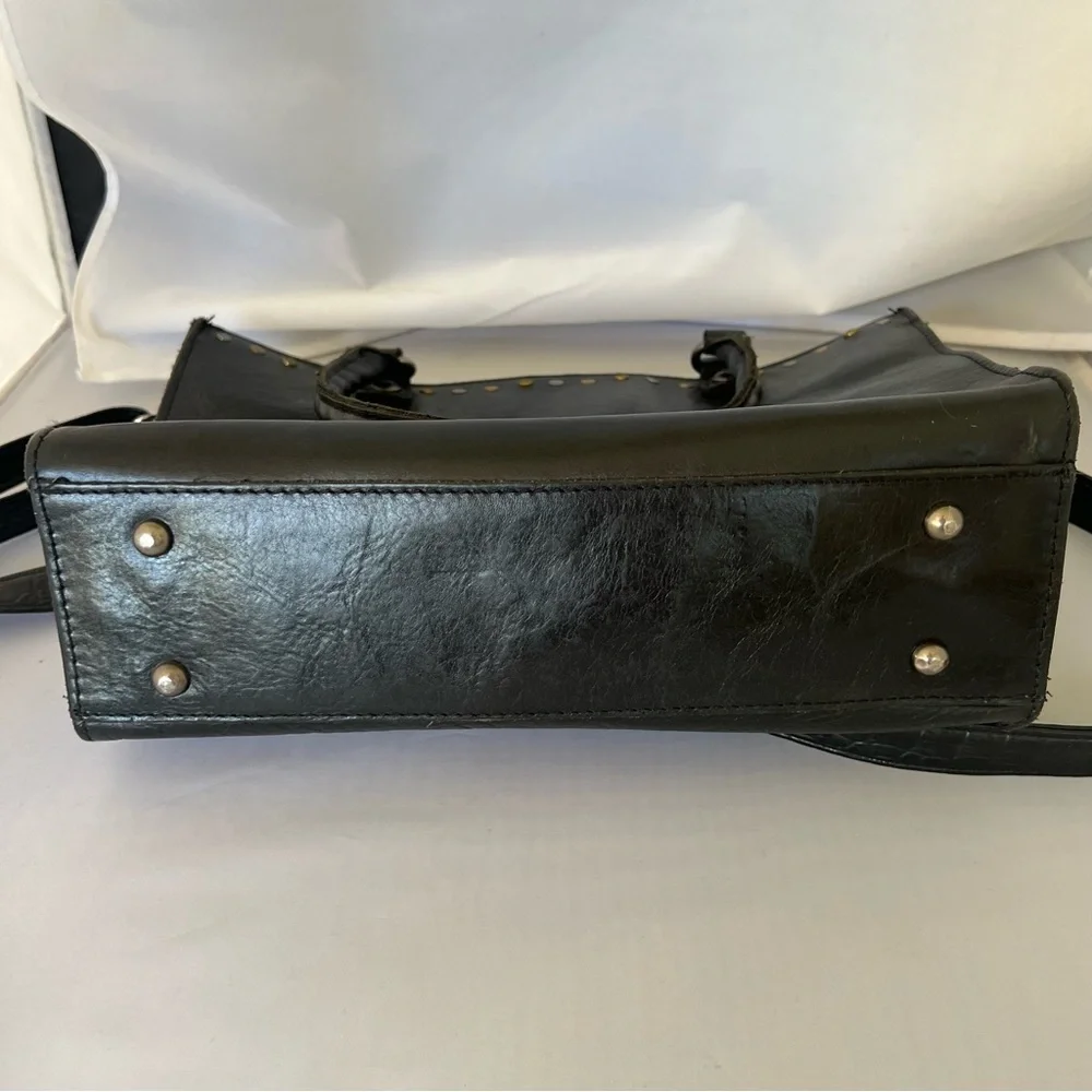 Patricia Nash Black Leather Tote with Gold & silver hardware - Picture 6 of 9